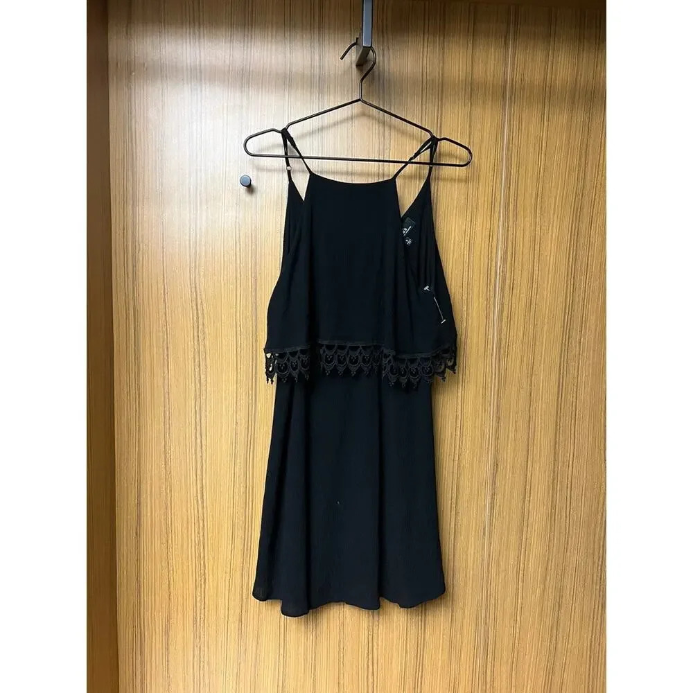 LuLu's‎ Black Fringe Dress Women's Size Small Party Cocktail Spaghetti Straps